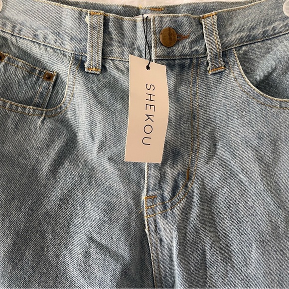 SHEKOU - BAGGY WIDE LEG JEANS - SIZE L - Picture 4 of 5